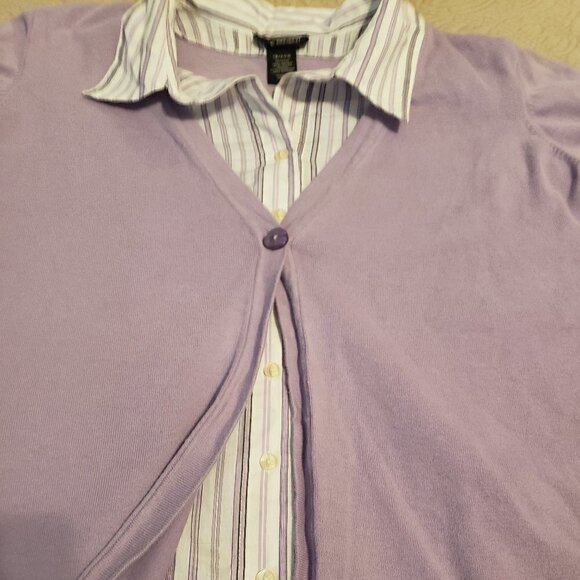 Lane Bryant Mixed Media Short Sleeve Layered Sweat - Picture 3 of 10